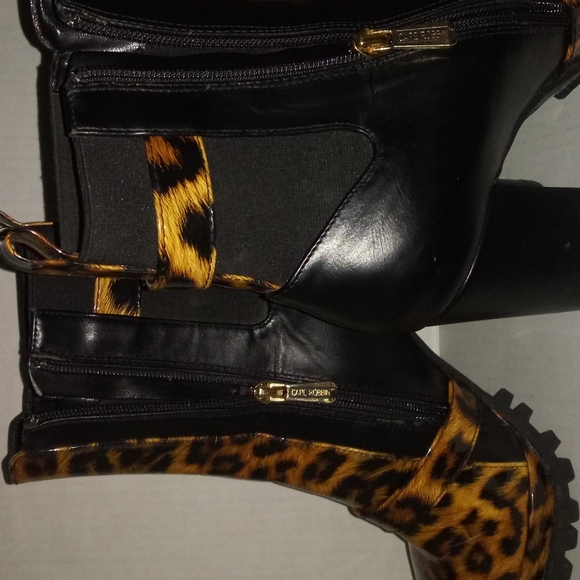 CAPE ROBBIN GARNET LEOPARD PRINT HEELED BOOTS - Picture 5 of 9